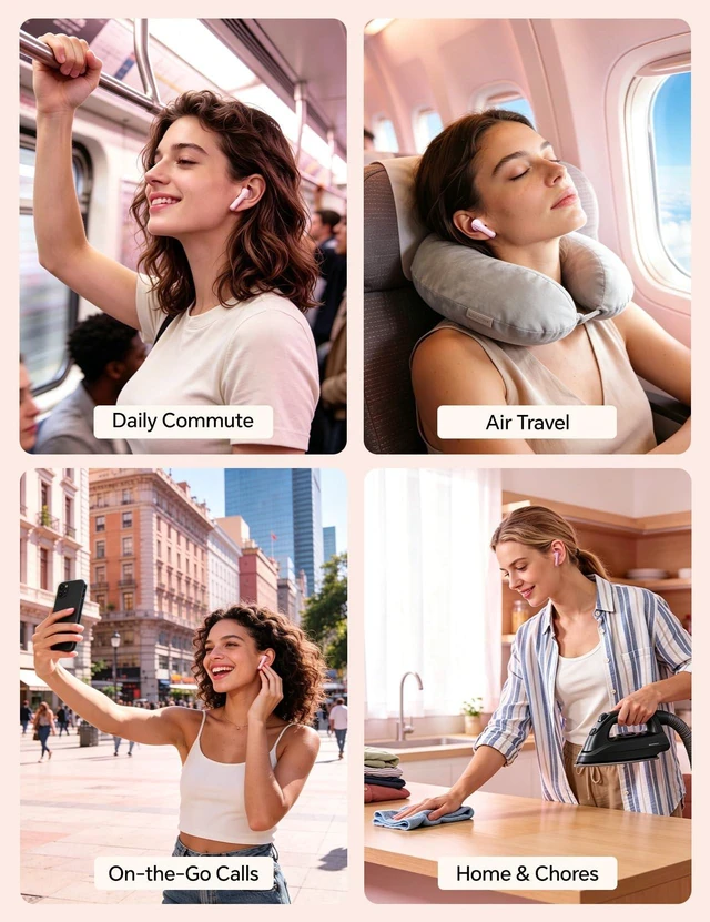 Alt view image 7 of 7 - True Wireless Earbuds Bluetooth Headphones All-Day Comfort, Waterproof,25H Playtime,TWS Ear Buds with Mic, Earphones for iOS/Android, Work, Commute, Study