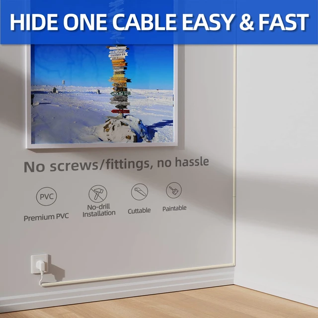 Alt view image 3 of 7 - Beige Cord Hider, Cord Covers for 1 Wire on Wall, Mini Size Wire Covers for Cords on Wall, Paintable Cable Cover Raceway to Hide Speaker Wire, Ethernet Cable, W 0.48in H 0.30in