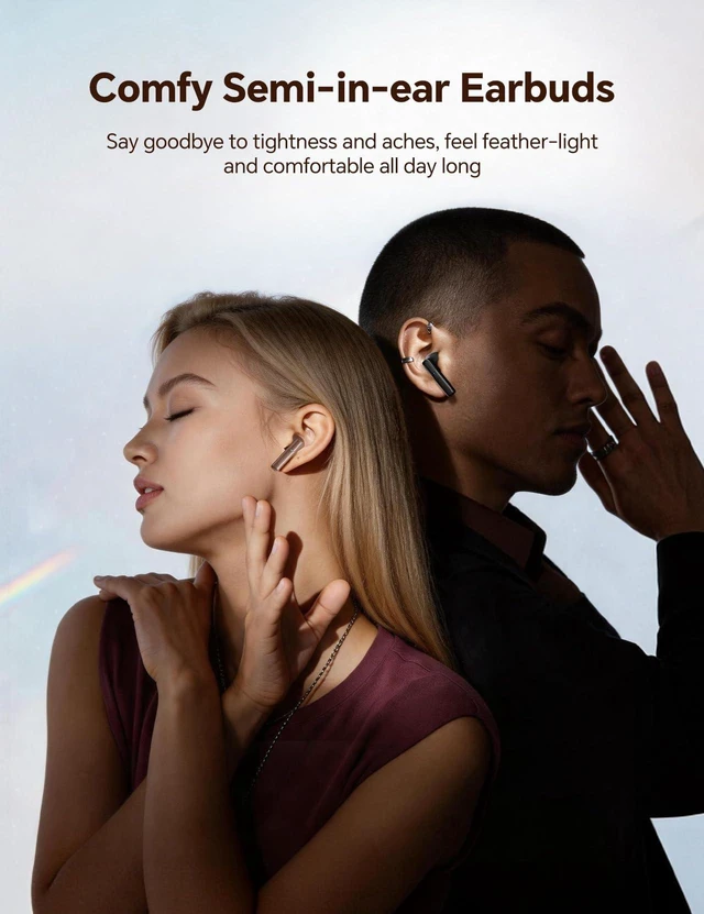 Alt view image 7 of 7 - True Wireless Earbuds Bluetooth Headphones All-Day Comfort, Waterproof,25H Playtime,TWS Ear Buds with Mic, Earphones for iOS/Android, Work, Commute, Study