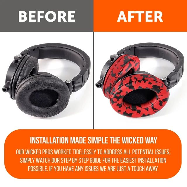 Alt view image 4 of 7 - PadZ Universal - Earpads for ATH M50X / SteelSeries Arctis/HyperX Made by Wicked Cushions Extra Thick Also fits Logitech G Pro X & 50+ Additional Models Red Camo