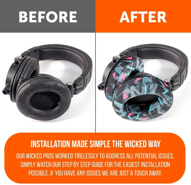 Alt view image 4 of 7 - PadZ Universal - Earpads for ATH M50X / SteelSeries Arctis/HyperX Made by Wicked Cushions Extra Thick Also fits Logitech G Pro X & 50+ Additional Models 90s Black