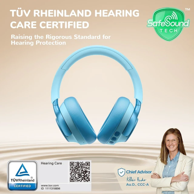 Alt view image 2 of 7 - Q950 Hearing Care Certified Noise Cancelling Headphones for Kids SafeSound Tech 3.1, TÜV Rheinland Hearing Care Certified, Red Dot Award Winner, 60H Playtime, Storage Case for Trave