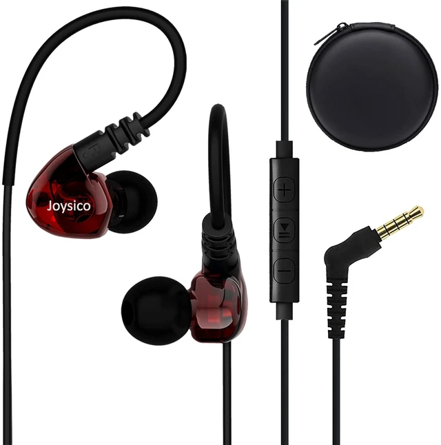 Main image of Wired Sport Running Headphones Over Ear in-Ear Earbuds with Mic Red For Kids Women Small Ears, Earhook Earphones w Control & Ear Buds Case for Workout Exercise Jogging, For Cell Phones Laptops