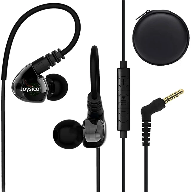 Main image of Wired Sport Running Headphones Over Ear in-Ear Earbuds w Mic Black For Kids Women Small Ears, Earhook Earphones w Control & Ear Buds Case for Workout Exercise Jogging, For Cell Phones Laptops