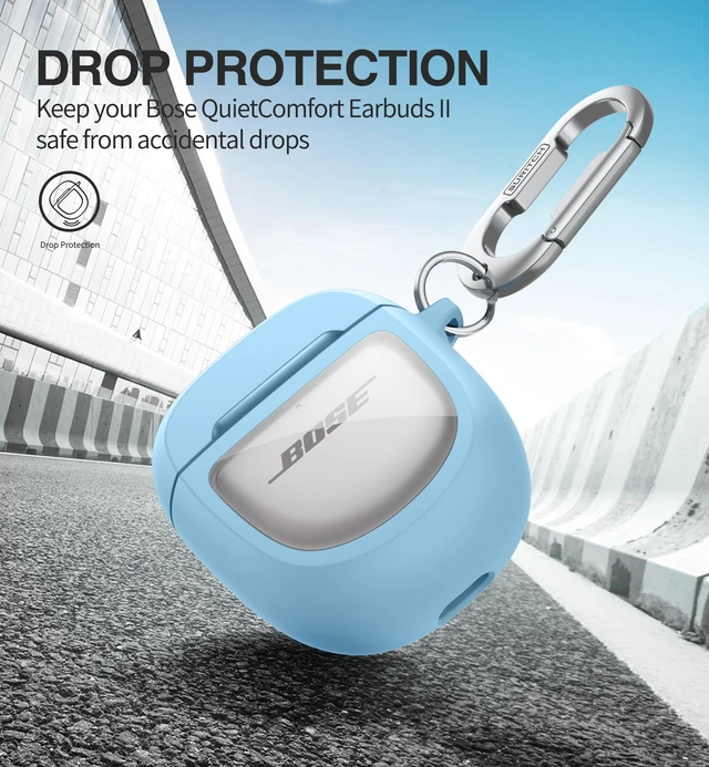 Alt view image 3 of 6 - Protective Cases for Bose QuietComfort Earbuds II 2022 / QuietComfort Ultra/Ultra Earbuds 2nd Gen, Shockproof Case Cover for Bose QC ii 2 & Ultra Case Accessories with Carabiner, Blue