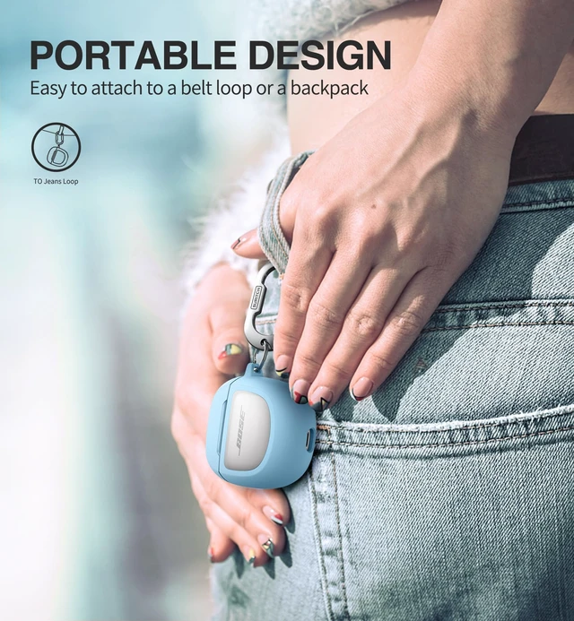Alt view image 5 of 6 - Protective Cases for Bose QuietComfort Earbuds II 2022 / QuietComfort Ultra/Ultra Earbuds 2nd Gen, Shockproof Case Cover for Bose QC ii 2 & Ultra Case Accessories with Carabiner, Blue