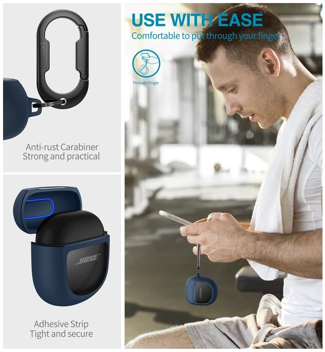 Alt view image 6 of 6 - Protective Cases for Bose QuietComfort Earbuds II 2022 / QuietComfort Ultra/Ultra Earbuds 2nd Gen, Shockproof Case Cover for Bose QC ii 2 & Ultra Case Accessories with Carabiner, Navy
