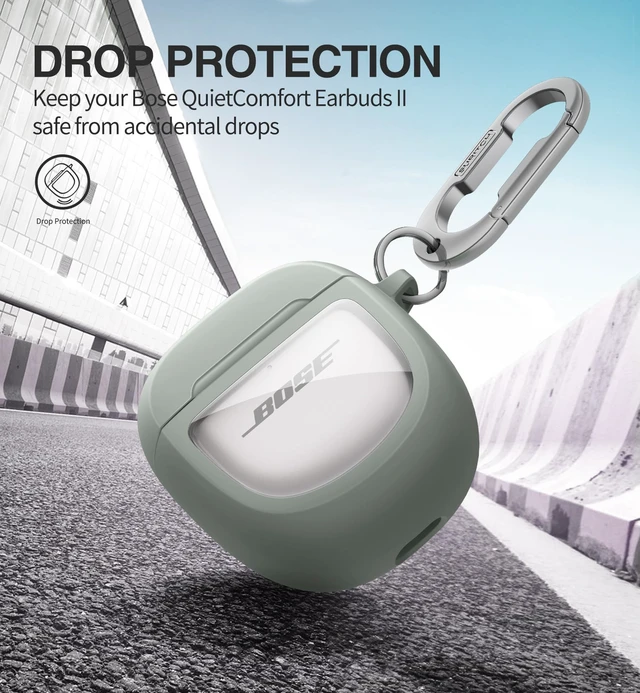 Alt view image 3 of 6 - Protective Cases for Bose QuietComfort Earbuds II 2022 / QuietComfort Ultra/Ultra Earbuds 2nd Gen, Shockproof Case Cover for Bose QC ii 2 & Ultra Case Accessories with Carabiner, Green
