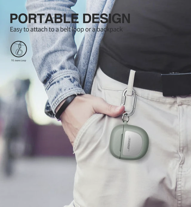 Alt view image 5 of 6 - Protective Cases for Bose QuietComfort Earbuds II 2022 / QuietComfort Ultra/Ultra Earbuds 2nd Gen, Shockproof Case Cover for Bose QC ii 2 & Ultra Case Accessories with Carabiner, Green
