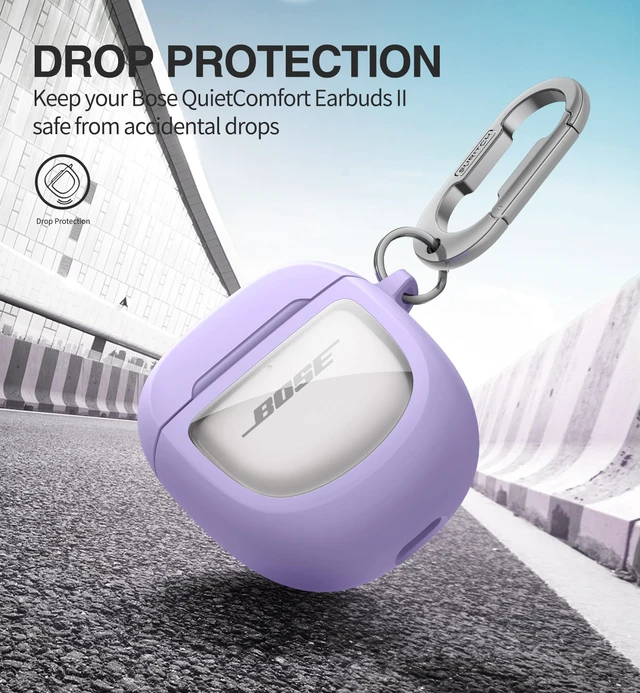 Alt view image 3 of 6 - Protective Cases for Bose QuietComfort Earbuds II 2022 / QuietComfort Ultra/Ultra Earbuds 2nd Gen, Shockproof Case Cover for Bose QC ii 2 & Ultra Case Accessories with Carabiner, Purple