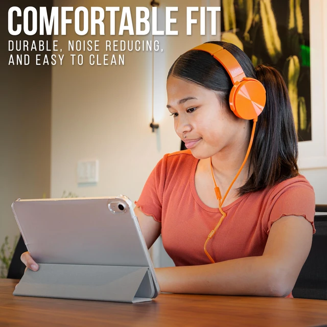 Alt view image 5 of 6 - Classroom Headphones with Microphone (Colorful, 12 Pack) - Wired 3.5mm On-Ear Bulk Headphones for Classroom: Best for Students K-12 Schools (Durable, Inline Microphone, Great Recording Quality)