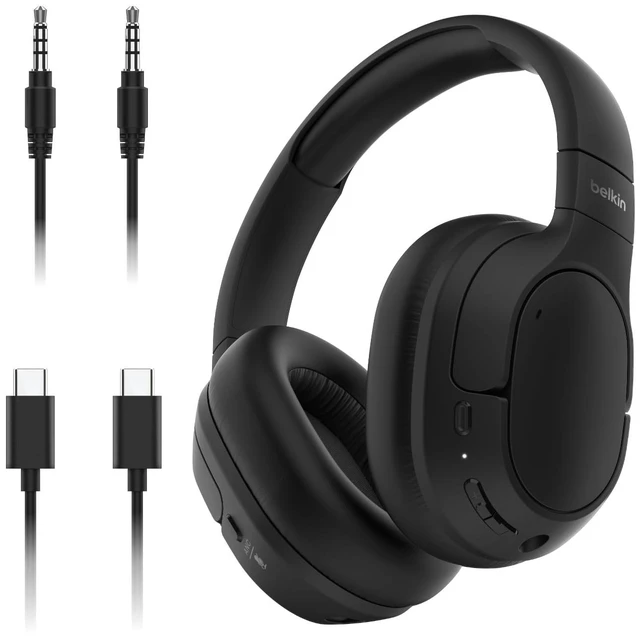 Main image of Isolate Over-Ear ANC Headphones, CloudCushion, 60H Hybrid active noise cancelling, Bluetooth 5.4, foldable, multipoint, travel, home, office, USB-C and 3.5mm cable