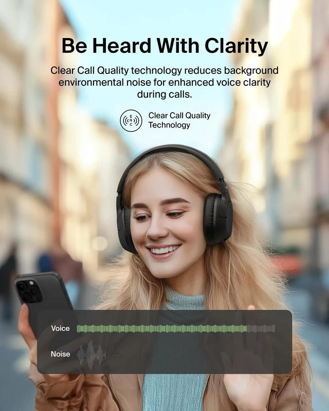Alt view image 4 of 7 - Isolate Over-Ear ANC Headphones, CloudCushion, 60H Hybrid active noise cancelling, Bluetooth 5.4, foldable, multipoint, travel, home, office, USB-C and 3.5mm cable