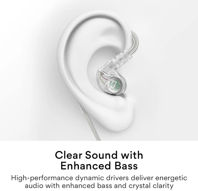 Alt view image 3 of 7 - M6 Sport USB-C Wired Earbuds with Memory Wire Earhooks, Headset with Mic & 3-Button Remote for iPhone 17 Pro Max, iPad, USB Type C Devices; in Ear Headphones for Running/Gym/Workouts (Clear)