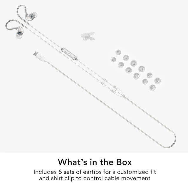 Alt view image 7 of 7 - M6 Sport USB-C Wired Earbuds with Memory Wire Earhooks, Headset with Mic & 3-Button Remote for iPhone 17 Pro Max, iPad, USB Type C Devices; in Ear Headphones for Running/Gym/Workouts (Clear)