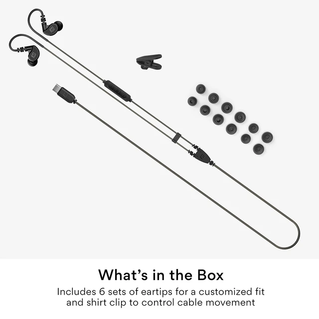 Alt view image 7 of 7 - M6 Sport USB-C Wired Earbuds with Memory Wire Earhooks, Headset with Mic & 3-Button Remote for iPhone 17 Pro Max, iPad, USB Type C Devices; in Ear Headphones for Running/Gym/Workouts, Black