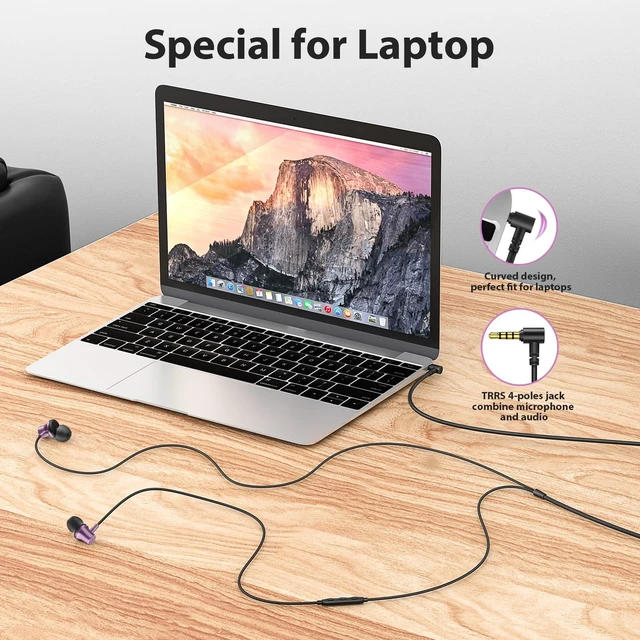 Alt view image 2 of 7 - Wired Earbuds for School Chromebook Laptop PC, Purple Ear Buds with 3.5mm Plug in Audio Jack Microphone HiFi Stereo Wired Headphone Corded Earphone for Kindle Fire Travel MP3
