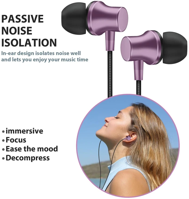Alt view image 5 of 7 - Wired Earbuds for School Chromebook Laptop PC, Purple Ear Buds with 3.5mm Plug in Audio Jack Microphone HiFi Stereo Wired Headphone Corded Earphone for Kindle Fire Travel MP3