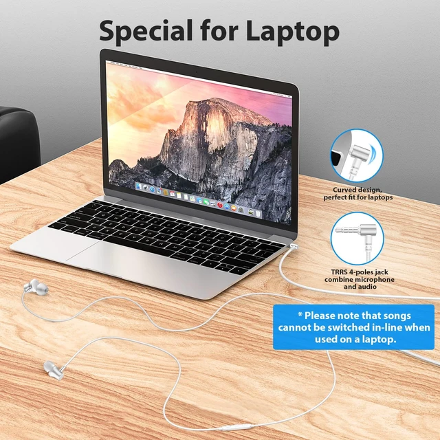 Alt view image 2 of 7 - Wired Earbuds with Mic for School Chromebook Laptop PC, Silver Ear Buds with 3.5mm Plug in Audio Jack Microphone HiFi Stereo Wired Headphone Corded Earphone for Kindle Fire Travel MP3