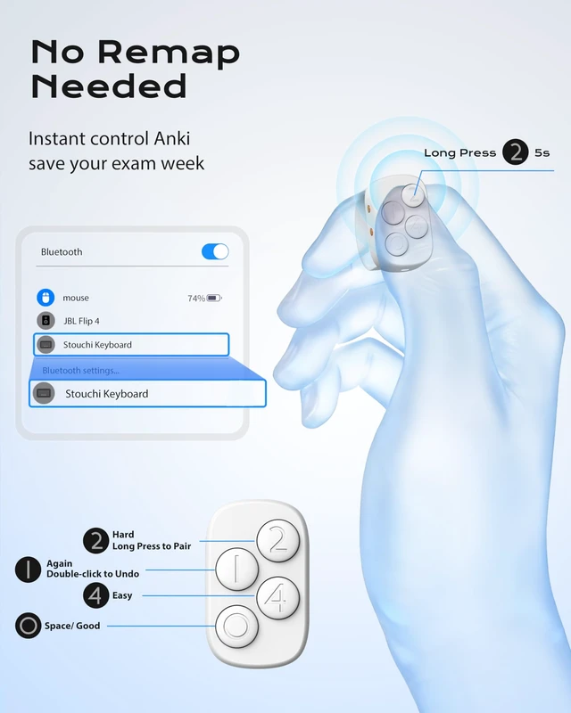 Alt view image 3 of 7 - 2.0 Remote for Anki No Remap No Add-on 5s Fast Pair 12hr+ Single Use 140hr+ with Charging Case Steady Connection Lightweight Work with All Windows, MacOS, iOS, Android Devices