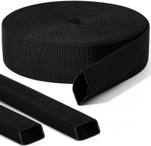 Main image of 26 Ft Nylon Hydraulic Hose Protector Sleeve Cover,1.25 Id Abrasion Resistant Wrap for TIG Torch Cables, Expandable Braided Sheath Protects from Heat, Flat Design for Cord Management