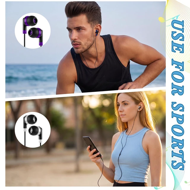 Alt view image 7 of 7 - 300 Packs Wired Earbuds Bulk, Interlaced Black Colorful Headphones, in Ear Ear Buds, Earphones with 3.5mm Jack, for Laptop Library Supplies, No Microphone