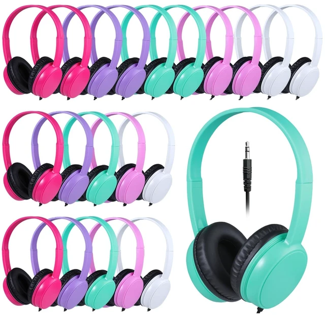 Main image of Kids Headphones Bulk 20 Pack for Student School Kids, Wholesale Wired Durable Earphones Class Set for Children Boys Girls Toddler Teens Adult Library (GS30, 20Mixed)