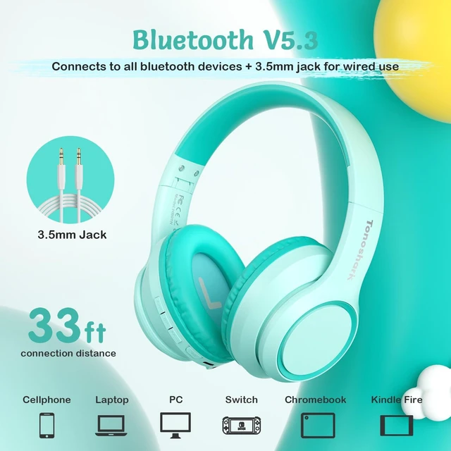 Alt view image 4 of 7 - Kids Bluetooth Headphones with ANC for School Travel Gift Wireless Over-Ear Headphones for Boys Girls, Foldable, Adjustable, Safe Volume, 40H Playtime, Mic for School Travel