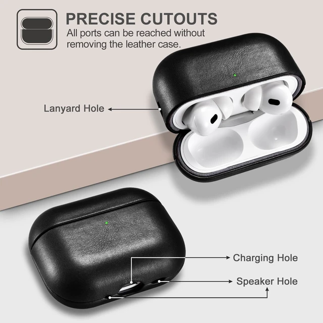 Alt view image 4 of 6 - AirPod Pro 3 Leather Case, Handmade Vintage Protective Cover (Black)