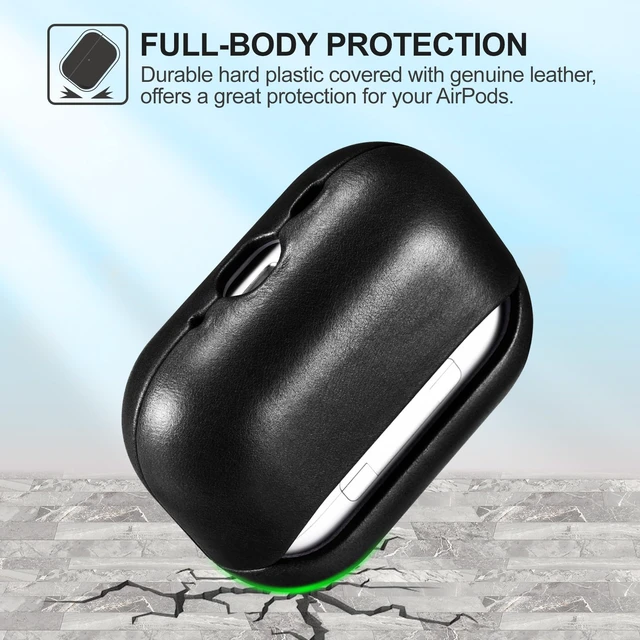 Alt view image 6 of 6 - AirPod Pro 3 Leather Case, Handmade Vintage Protective Cover (Black)