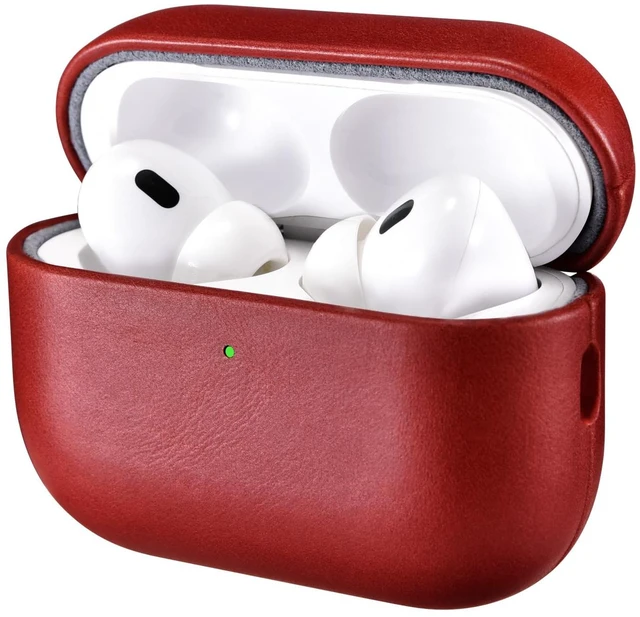 Main image of AirPods Pro 3 Leather Case, Handmade Vintage Protective Cover (Red)