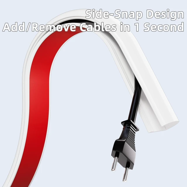Alt view image 2 of 7 - 78"Flexible Cord Hider for 2-3 Cables,Side-Open Cord Cover for Wire on Wall Self Adhesive Cable Concealer for Wall Mounted TV,Silicone Cord Raceway for Home Office Hide Wires,W 1.08"× H 0.6",White