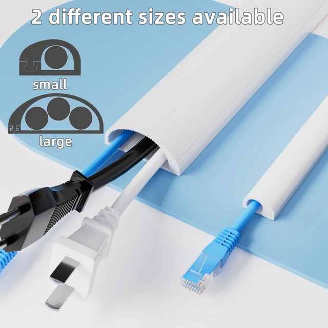Alt view image 3 of 7 - 78"Flexible Cord Hider for 2-3 Cables,Side-Open Cord Cover for Wire on Wall Self Adhesive Cable Concealer for Wall Mounted TV,Silicone Cord Raceway for Home Office Hide Wires,W 1.08"× H 0.6",White