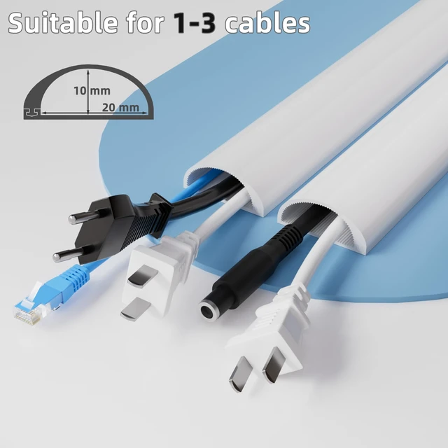 Alt view image 4 of 7 - 78"Flexible Cord Hider for 2-3 Cables,Side-Open Cord Cover for Wire on Wall Self Adhesive Cable Concealer for Wall Mounted TV,Silicone Cord Raceway for Home Office Hide Wires,W 1.08"× H 0.6",White