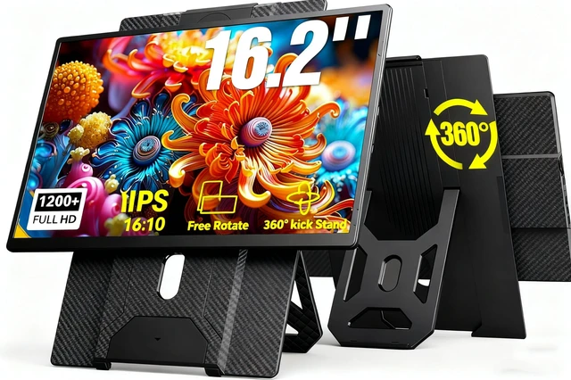 Main image of 16.2" Portable Laptop Monitor Extender, 1200P HDR Screen with 360° Rotation, Ultra-Light Travel Second Screen, Plug & Play via Mini HDMI/Type-C, Compatible with Windows/Mac/PS5