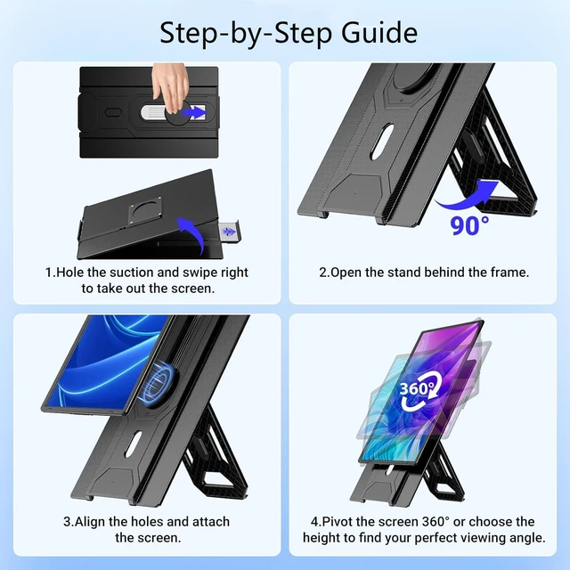 Alt view image 4 of 7 - 16.2" Portable Laptop Monitor Extender, 1200P HDR Screen with 360° Rotation, Ultra-Light Travel Second Screen, Plug & Play via Mini HDMI/Type-C, Compatible with Windows/Mac/PS5