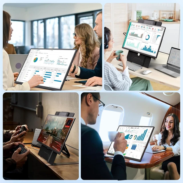 Alt view image 3 of 7 - 16.2" Portable Laptop Monitor Extender, 1200P HDR Screen with 360° Rotation, Ultra-Light Travel Second Screen, Plug & Play via Mini HDMI/Type-C, Compatible with Windows/Mac/PS5