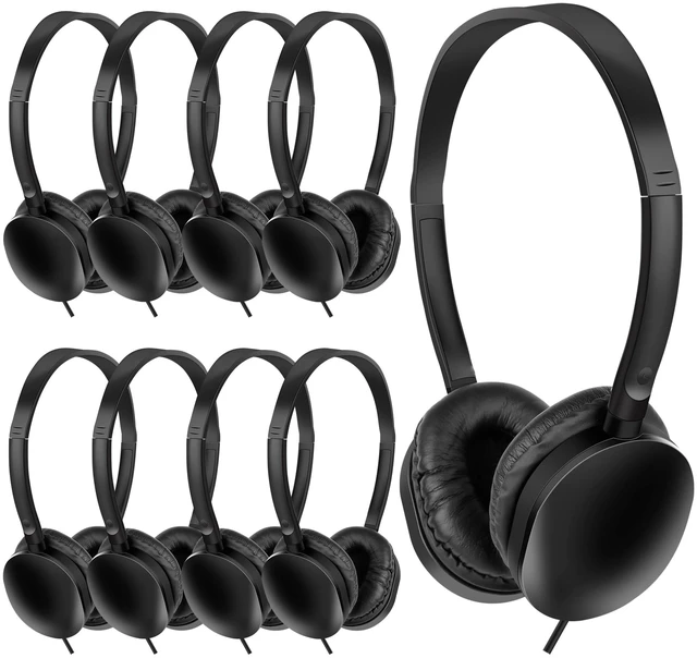 Main image of Kids Headphones Bulk 30 Pack for School Students Children Wholesale Wired Headphones for Classroom,Group Learning, Computer Lab, Library, Online Lesson and Testing 3.5mm Jack (Black)