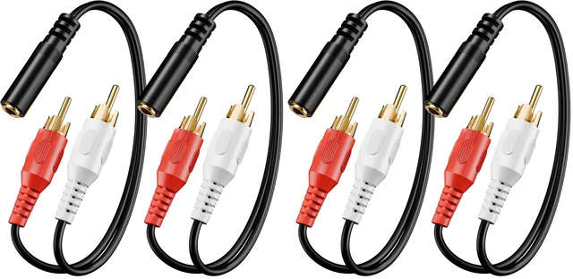 Main image of 3.5mm to RCA Splitter, Gold Plated Male Stereo Audio Y Cable, 4-Pack