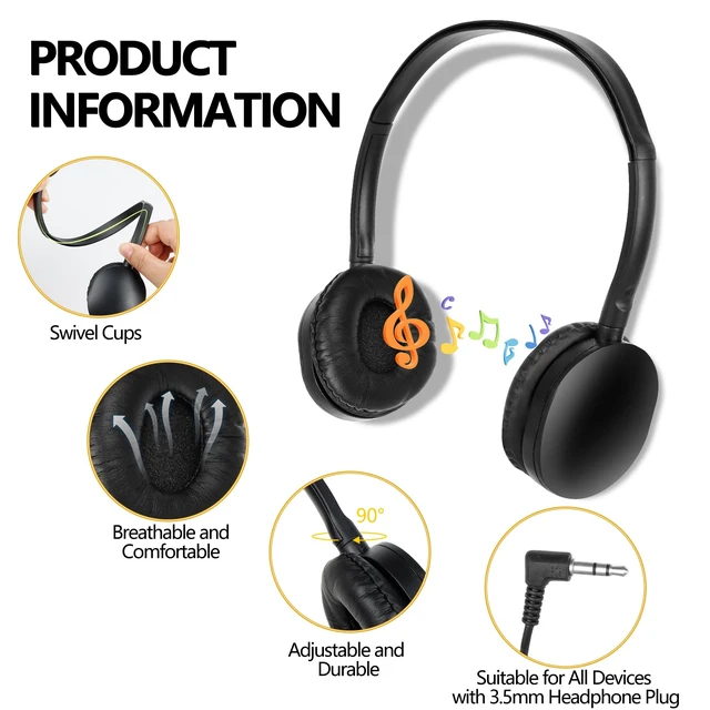 Alt view image 2 of 7 - Kids Headphones Bulk 30 Pack for School Students Children Wholesale Wired Headphones for Classroom,Group Learning, Computer Lab, Library, Online Lesson and Testing 3.5mm Jack (Black)