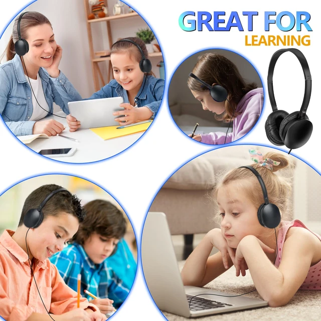 Alt view image 6 of 7 - Kids Headphones Bulk 30 Pack for School Students Children Wholesale Wired Headphones for Classroom,Group Learning, Computer Lab, Library, Online Lesson and Testing 3.5mm Jack (Black)