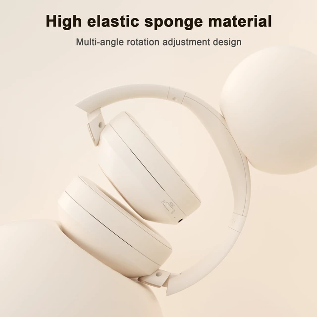 Alt view image 2 of 7 - Active Noise Cancelling Headphones, 100H Bluetooth Headphones Wireless Headphone with Microphone, Over Ear Headphones Wireless with Deep Bass, Fast Charging for Travel, Work, Study-White