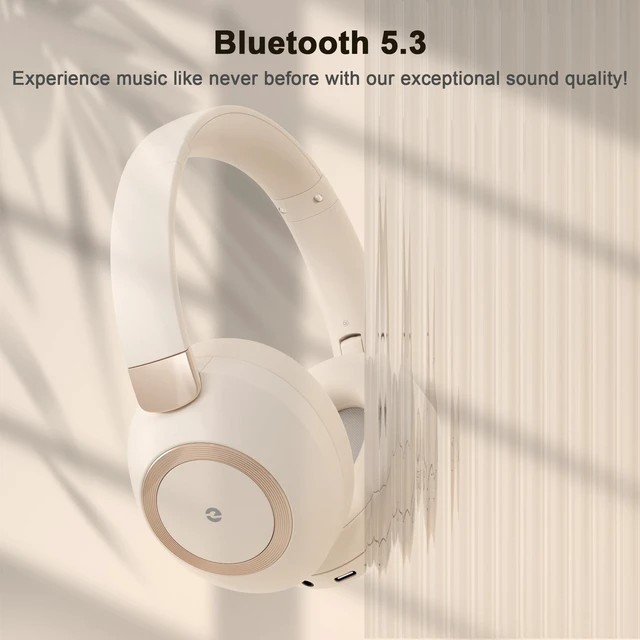 Alt view image 4 of 7 - Active Noise Cancelling Headphones, 100H Bluetooth Headphones Wireless Headphone with Microphone, Over Ear Headphones Wireless with Deep Bass, Fast Charging for Travel, Work, Study-White
