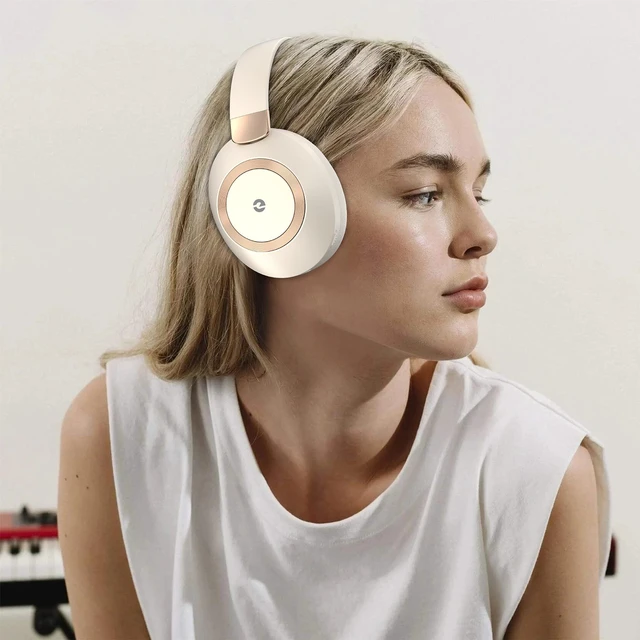Alt view image 6 of 7 - Active Noise Cancelling Headphones, 100H Bluetooth Headphones Wireless Headphone with Microphone, Over Ear Headphones Wireless with Deep Bass, Fast Charging for Travel, Work, Study-White