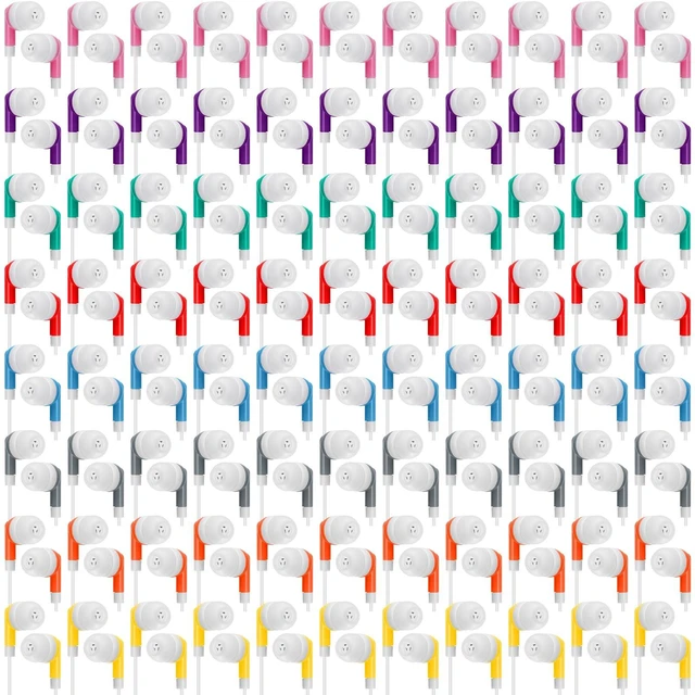 Alt view image 3 of 7 - 300 Packs Wired Earbuds Bulk, Multicolor Colorful Headphones, in Ear Ear Buds, Earphones with 3.5mm Jack, for Laptop Library Supplies, No Microphone