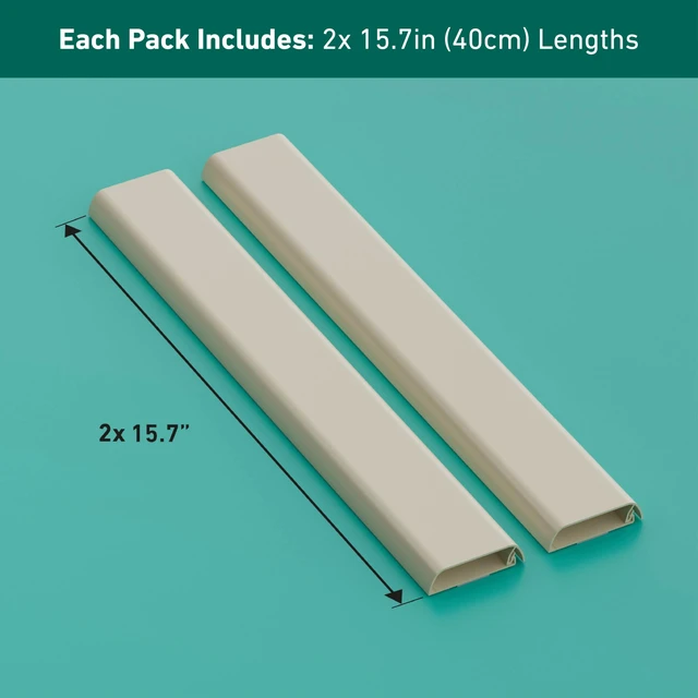 Alt view image 4 of 7 - TV Wall Mount Cord Hider, Hide Mounted TV Cables, Wire Covers, Self Adhesive Cover for Cords, Paintable, Low Profile, Seamless Cable Raceway - 2X 2.36in W x 0.59in H x 15.7in L - Beige