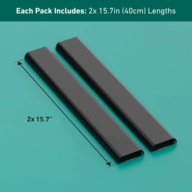Alt view image 4 of 7 - TV Wall Mount Cord Hider, Hide Mounted TV Cables, Wire Covers, Self Adhesive Cover for Cords, Paintable, Low Profile, Seamless Cable Raceway - 2X 2.36in W x 0.59in H x 15.7in L - Black