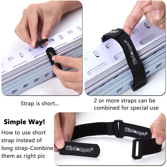 Alt view image 4 of 7 - 20 Pack (8 12 18 24 Inch) Hook and Loop Tie Down Strap Heavy Duty Durable Nylon, Reusable, Long, Wide, Black, Functional, Adjustable Fastening Cinch Strap Cable Cord for Home, Office, Outdoor
