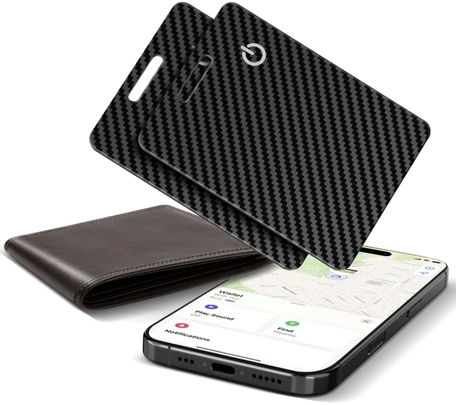 Main image of Wallet Tracker Card for Apple Find My (iOS Only), Ultra-Thin Bluetooth Tracker Smart Card Wallet Finder, IP68 Waterproof Slim Item Locator for Wallets, Keys, Passport & Luggage Tags (Jet Black)