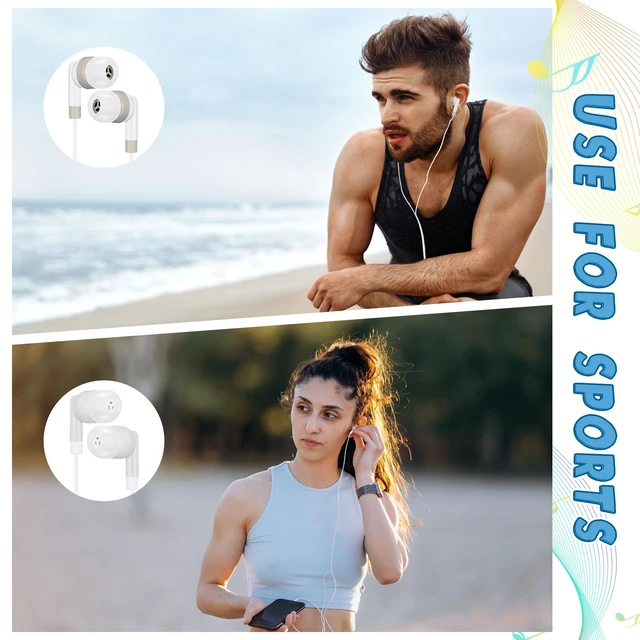 Alt view image 7 of 7 - 300 Packs Wired Earbuds Bulk, Black,White,Grey Colorful Headphones, in Ear Ear Buds, Earphones with 3.5mm Jack, for Laptop Library Supplies, No Microphone